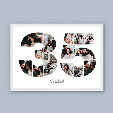 Tablou landscape personalizat cu 14 poze model numărul 35 și mesaj text