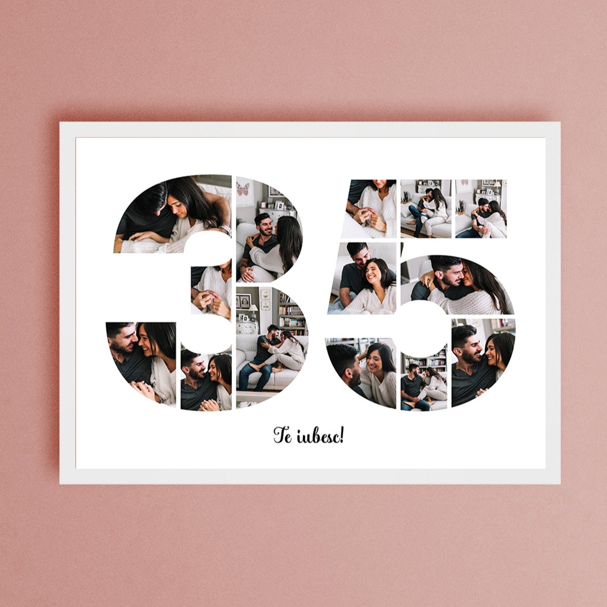 Tablou landscape personalizat cu 14 poze model numărul 35 și mesaj text