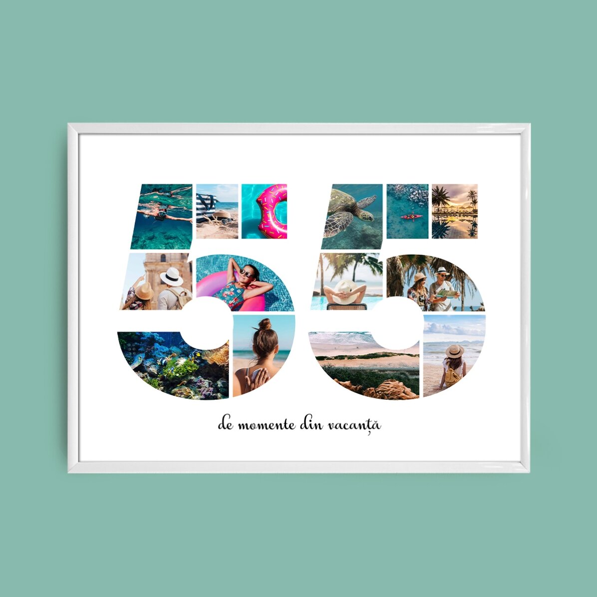 Tablou landscape personalizat cu 14 poze model numărul 55 și mesaj text 
