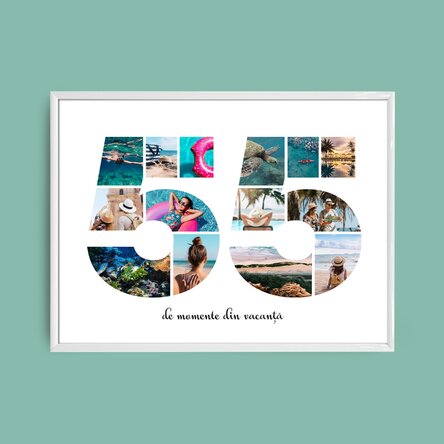 Tablou landscape personalizat cu 14 poze model numărul 55 și mesaj text 