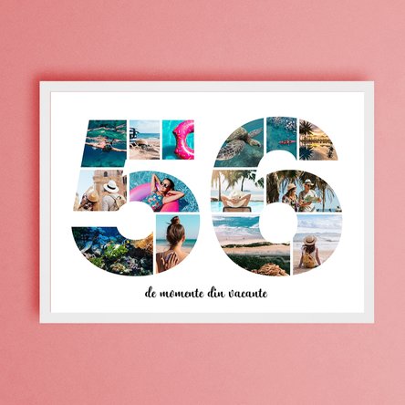 Tablou landscape personalizat cu 14 poze model numărul 56 și mesaj text