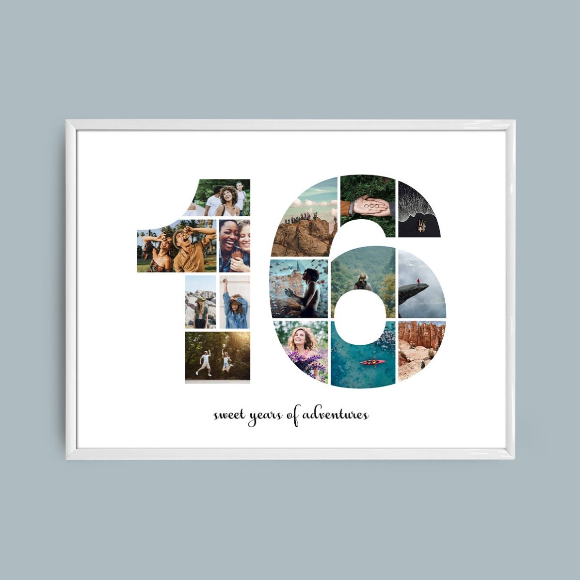 Tablou landscape personalizat cu 15 poze model numărul 16 și mesaj text  