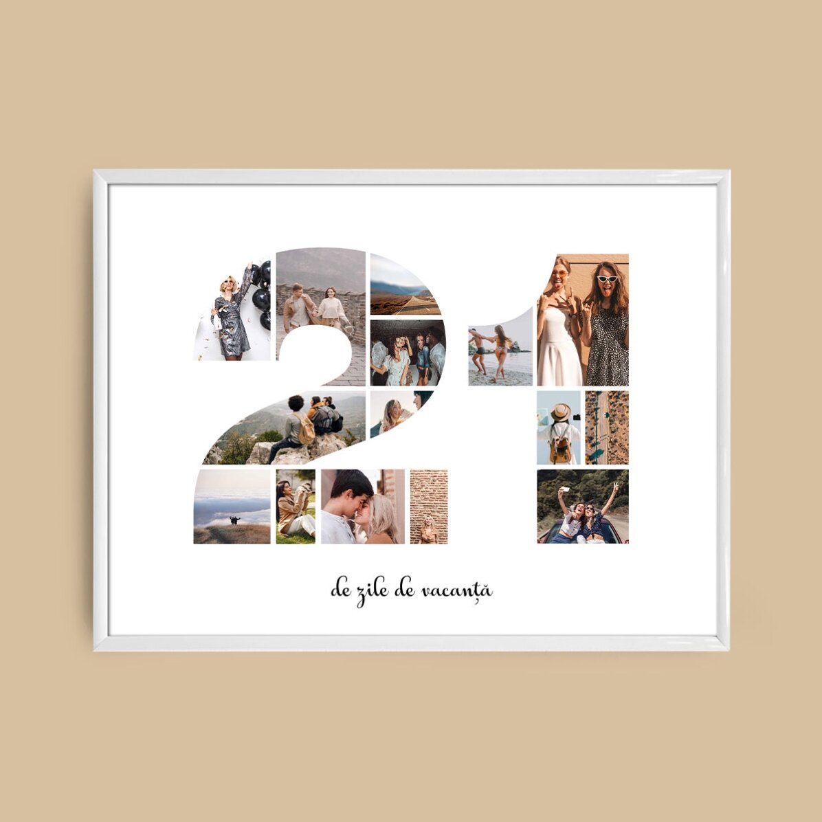 Tablou landscape personalizat cu 15 poze model numărul 21 și mesaj text
