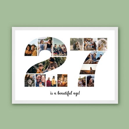 Tablou landscape personalizat cu 15 poze model numărul 27 și mesaj text