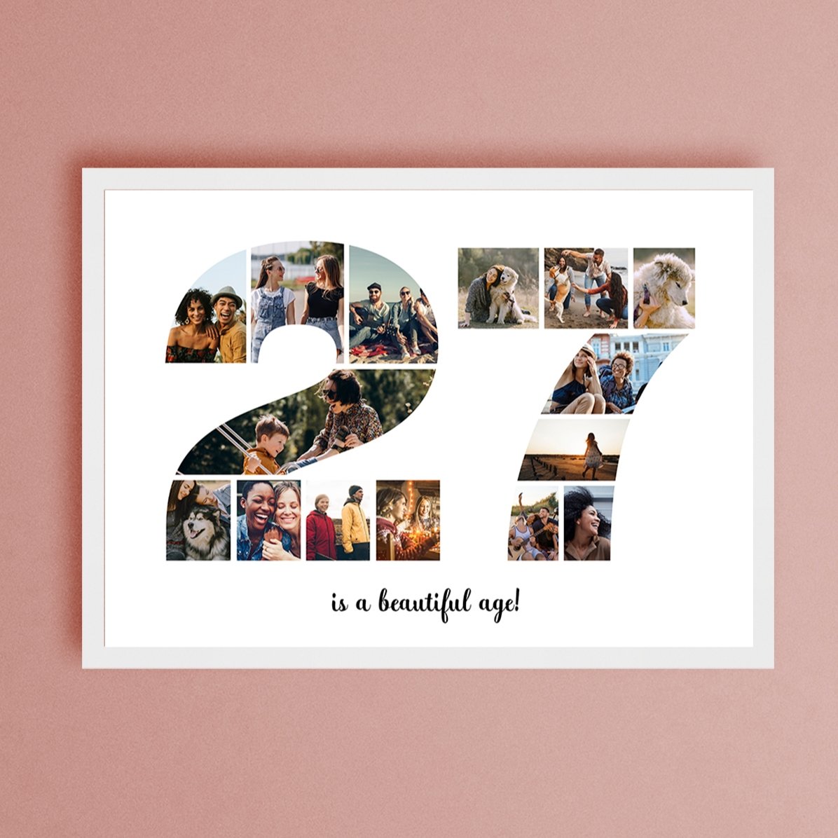 Tablou landscape personalizat cu 15 poze model numărul 27 și mesaj text