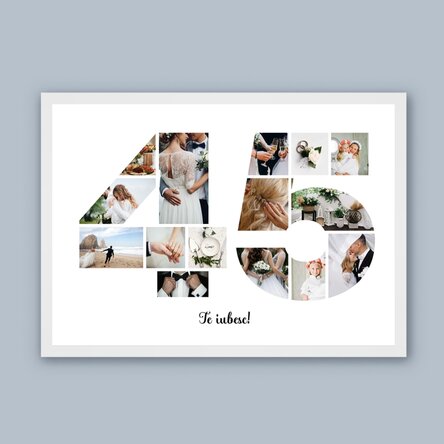 Tablou landscape personalizat cu 15 poze model numărul 45 și mesaj text