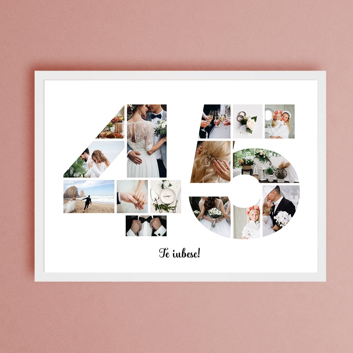 Tablou landscape personalizat cu 15 poze model numărul 45 și mesaj text