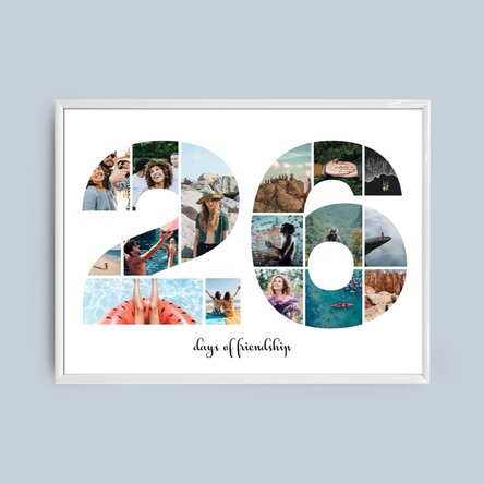 Tablou landscape personalizat cu 16 poze model numărul 26 și mesaj text