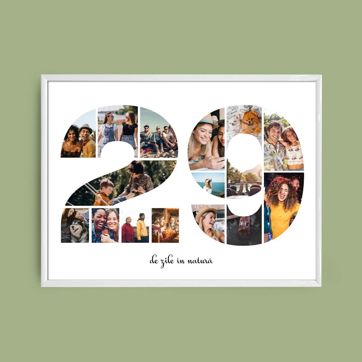 Tablou landscape personalizat cu 16 poze model numărul 29 și mesaj text