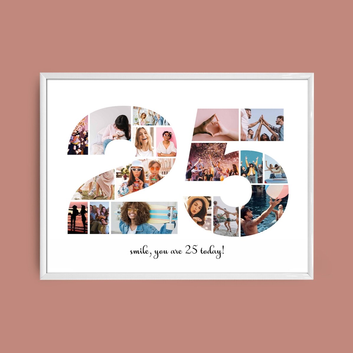 Tablou landscape personalizat cu 18 poze model numărul 25 și mesaj text 