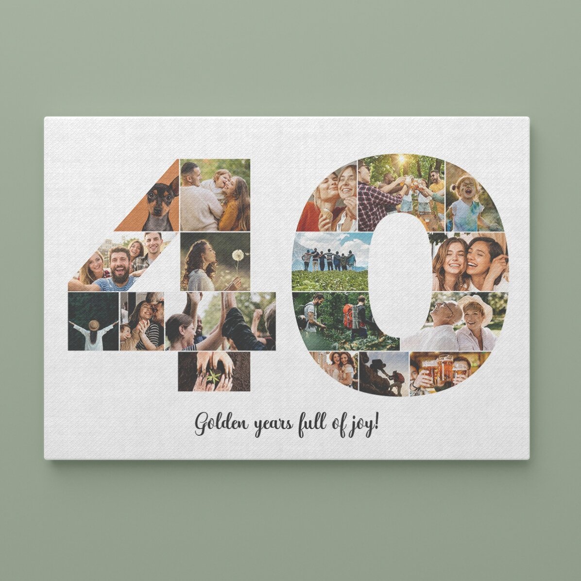 Tablou landscape personalizat cu 18 poze model numărul 40 și mesaj text