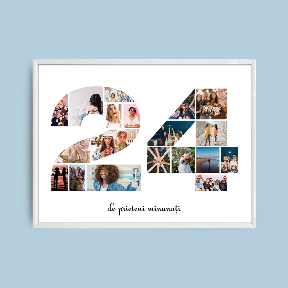 Tablou landscape personalizat cu 19 poze model numărul 24 și mesaj text   