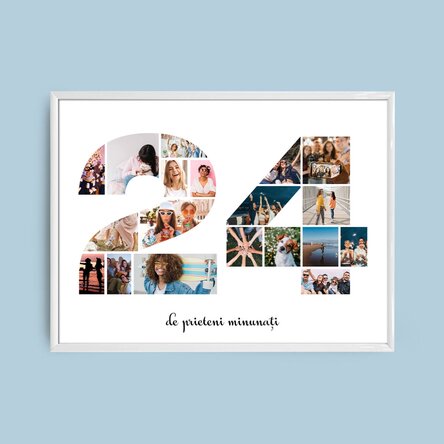 Tablou landscape personalizat cu 19 poze model numărul 24 și mesaj text   