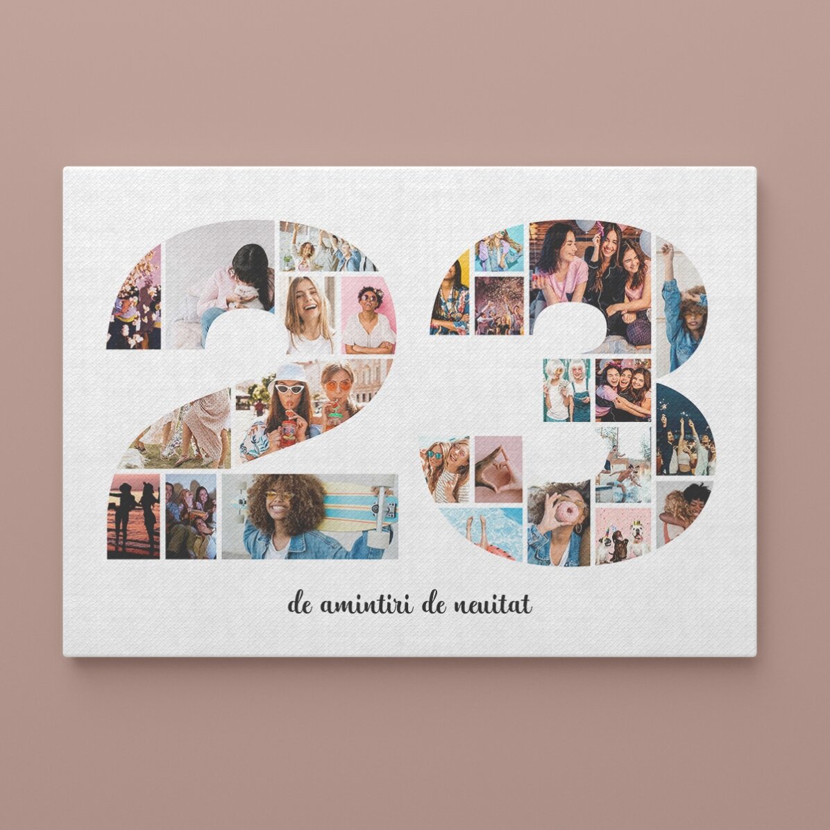 Tablou landscape personalizat cu 25 poze model numărul 23 și mesaj text  