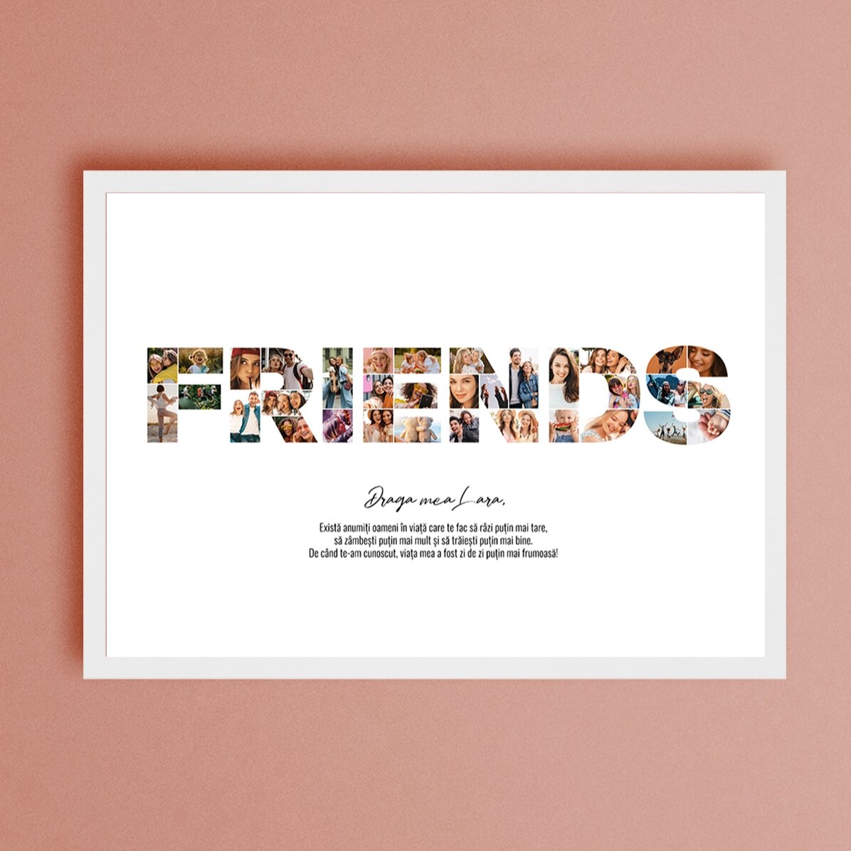 Tablou landscape personalizat cu 34 poze și text - FRIENDS
