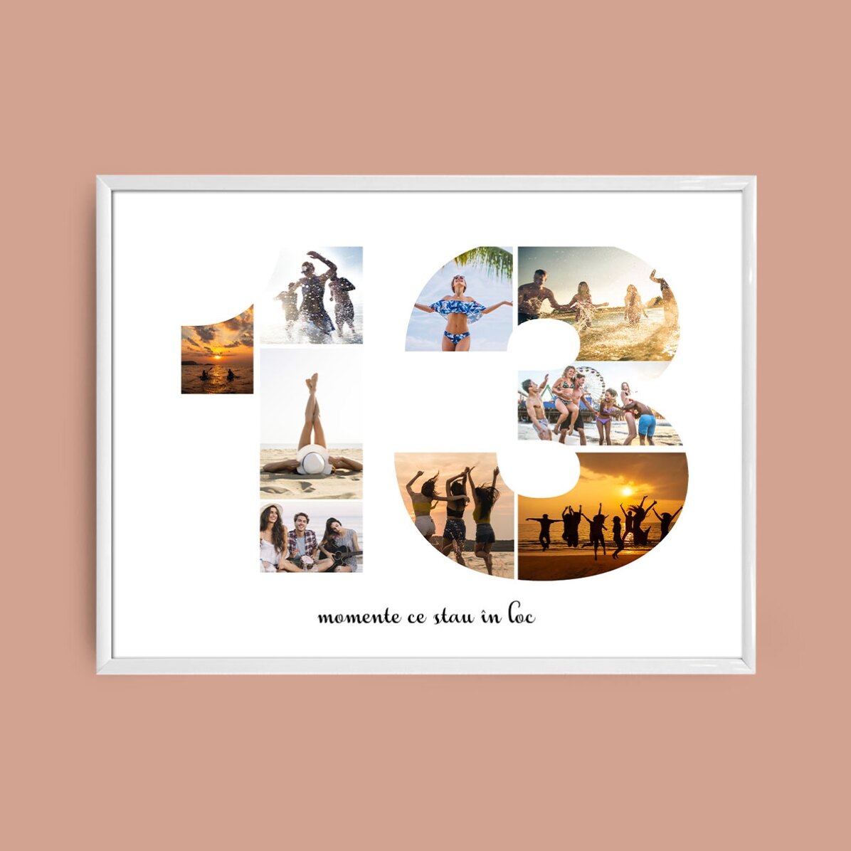 Tablou landscape personalizat cu 9 poze model numărul 13 și mesaj text  