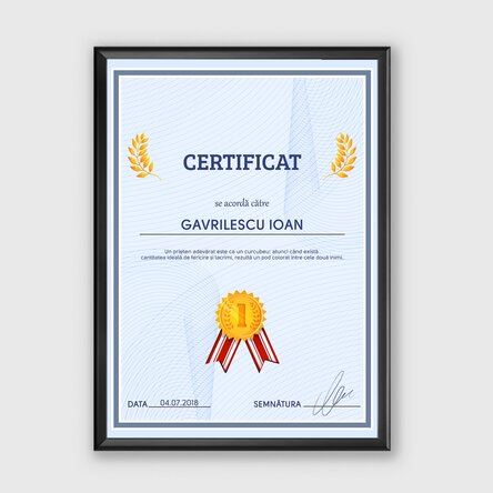 Tablou personalizat - Certificat de recunoștință