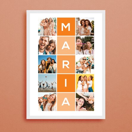 Tablou personalizat cu 10 poze și nume din 5 litere