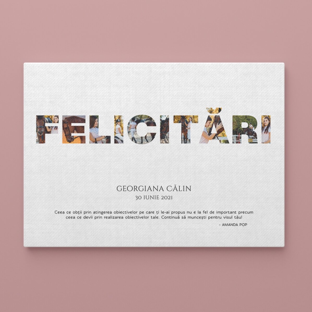 Tablou personalizat cu 10 poze și text - Felicitări