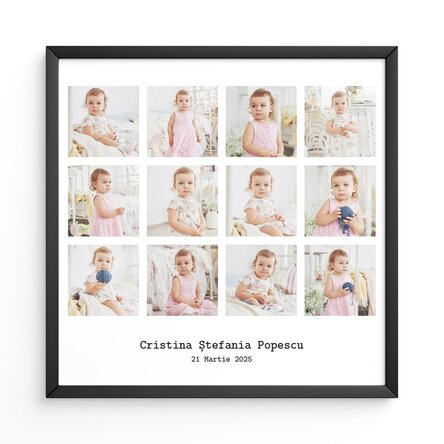 Tablou personalizat cu 12 poze și text