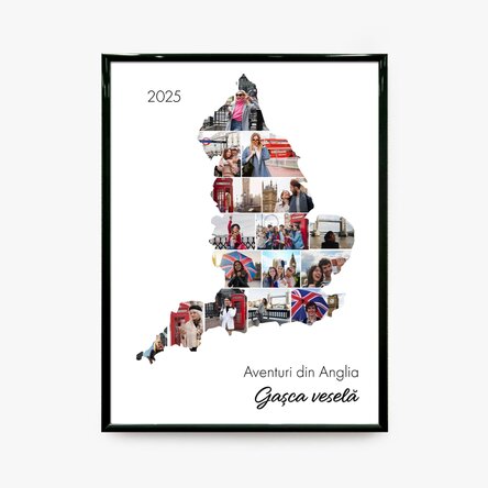 Tablou personalizat cu 16 poze și text - Anglia