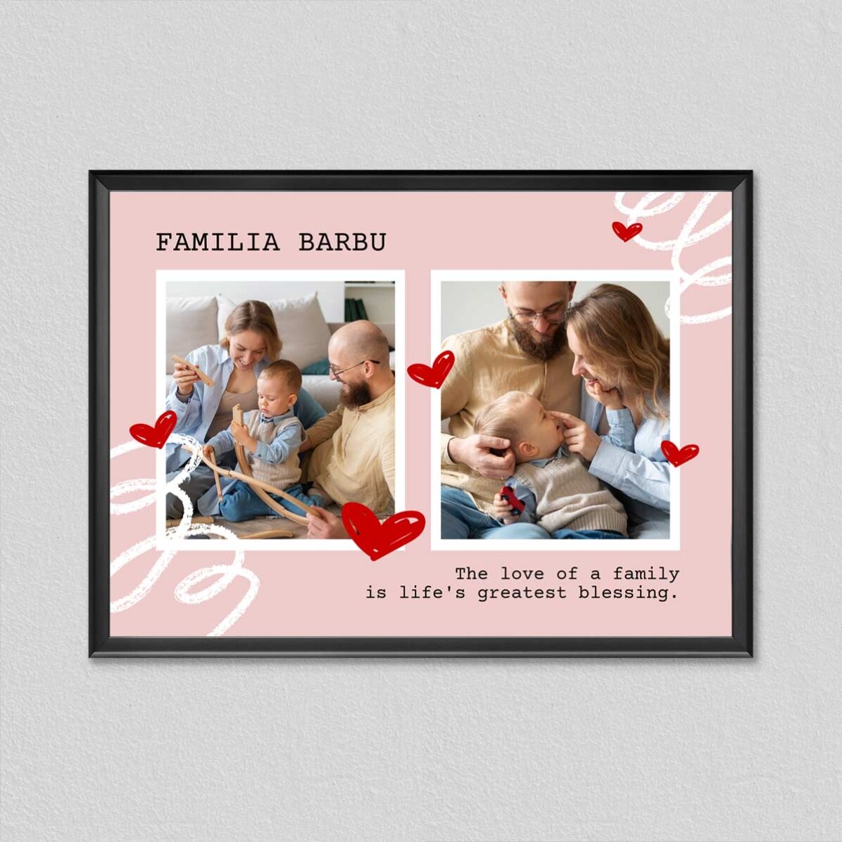 Tablou personalizat cu 2 poze și text - Family