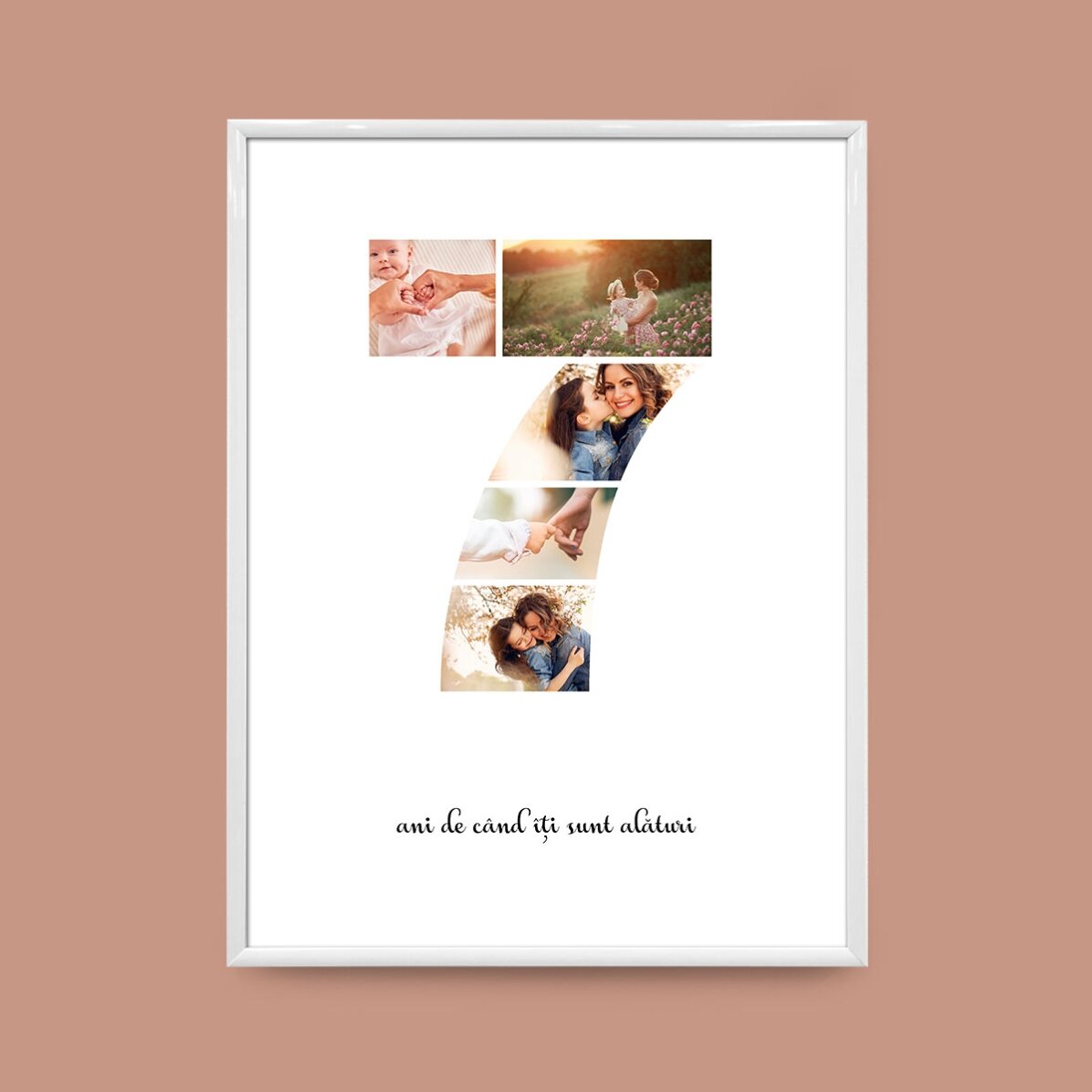 Tablou personalizat cu 5 poze model numărul 7 și mesaj text