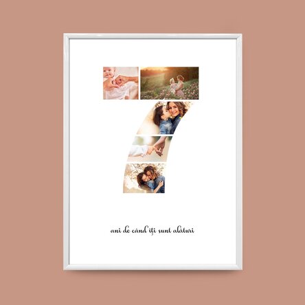 Tablou personalizat cu 5 poze model numărul 7 și mesaj text
