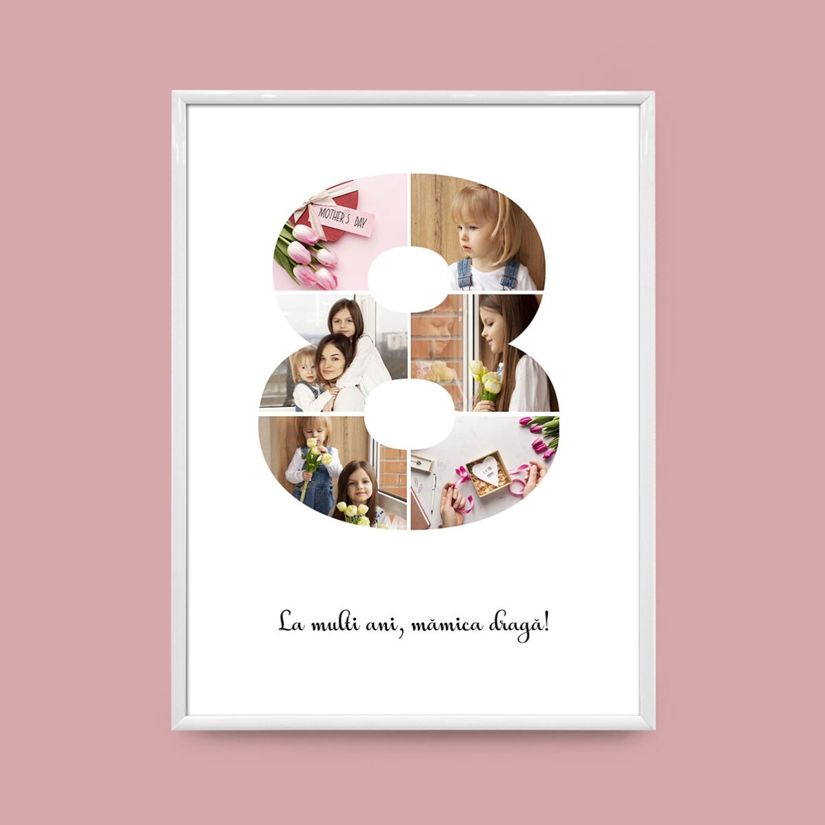 Tablou personalizat cu 6 poze model numărul 8 și mesaj text