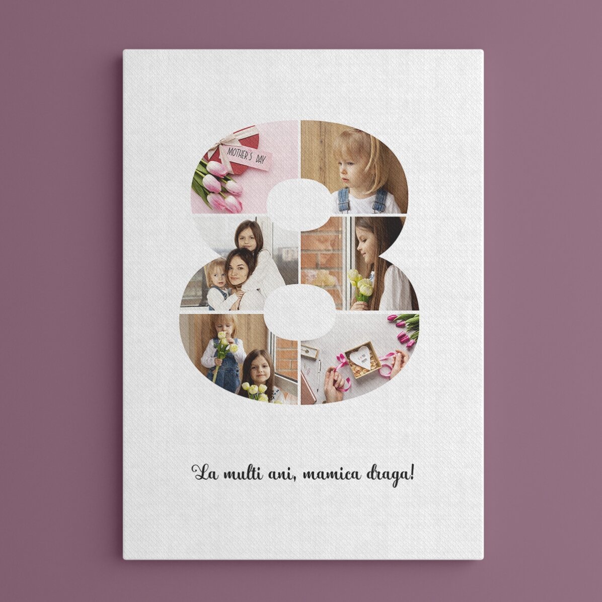 Tablou personalizat cu 6 poze model numărul 8 și mesaj text