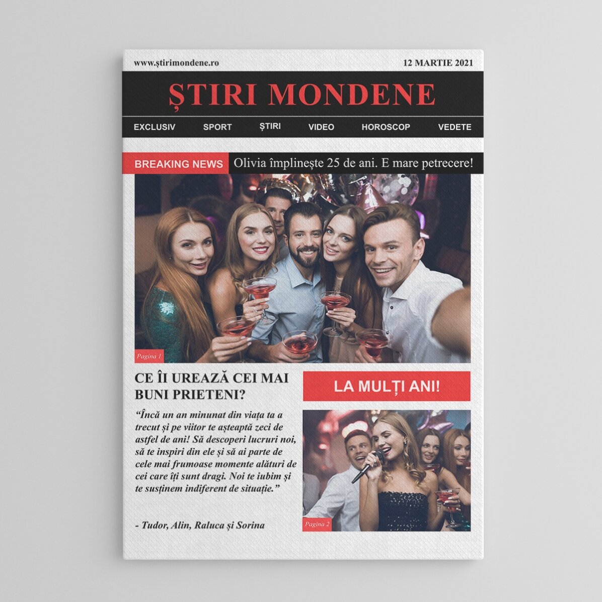 Tablou personalizat cu fotografii și text - Breaking News