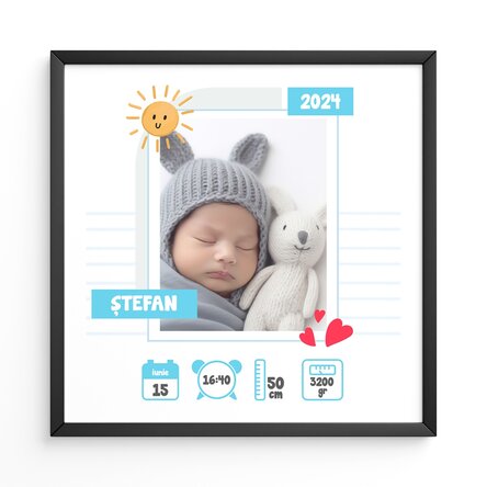 Tablou personalizat cu o poză și mesaj - Hello, Baby