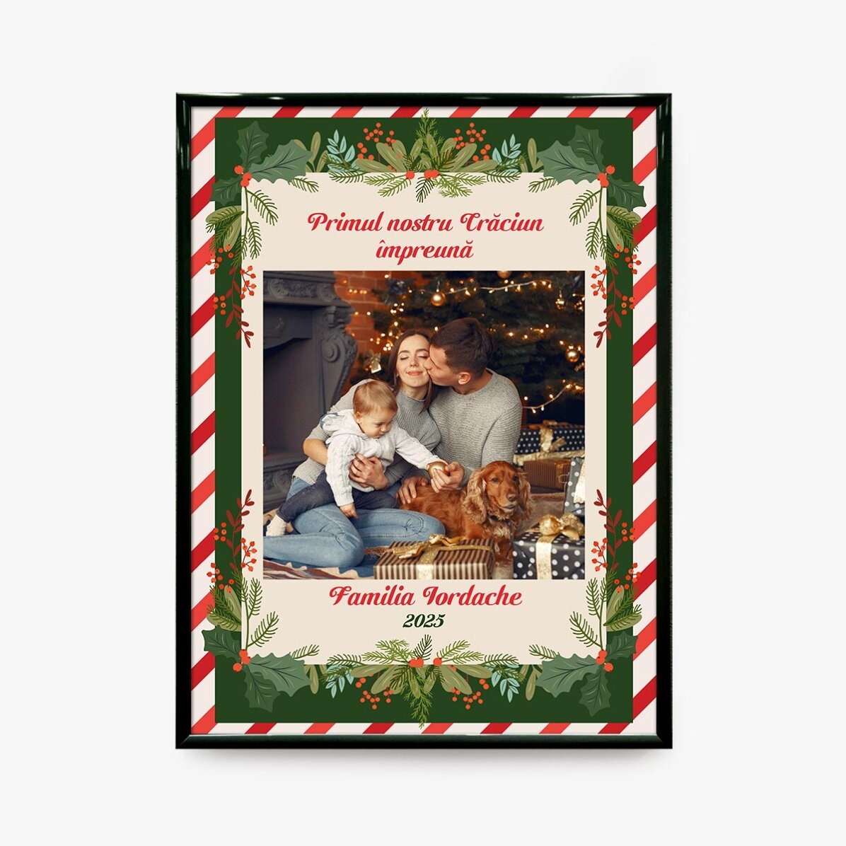 Tablou personalizat cu o poză și text - Primul Crăciun