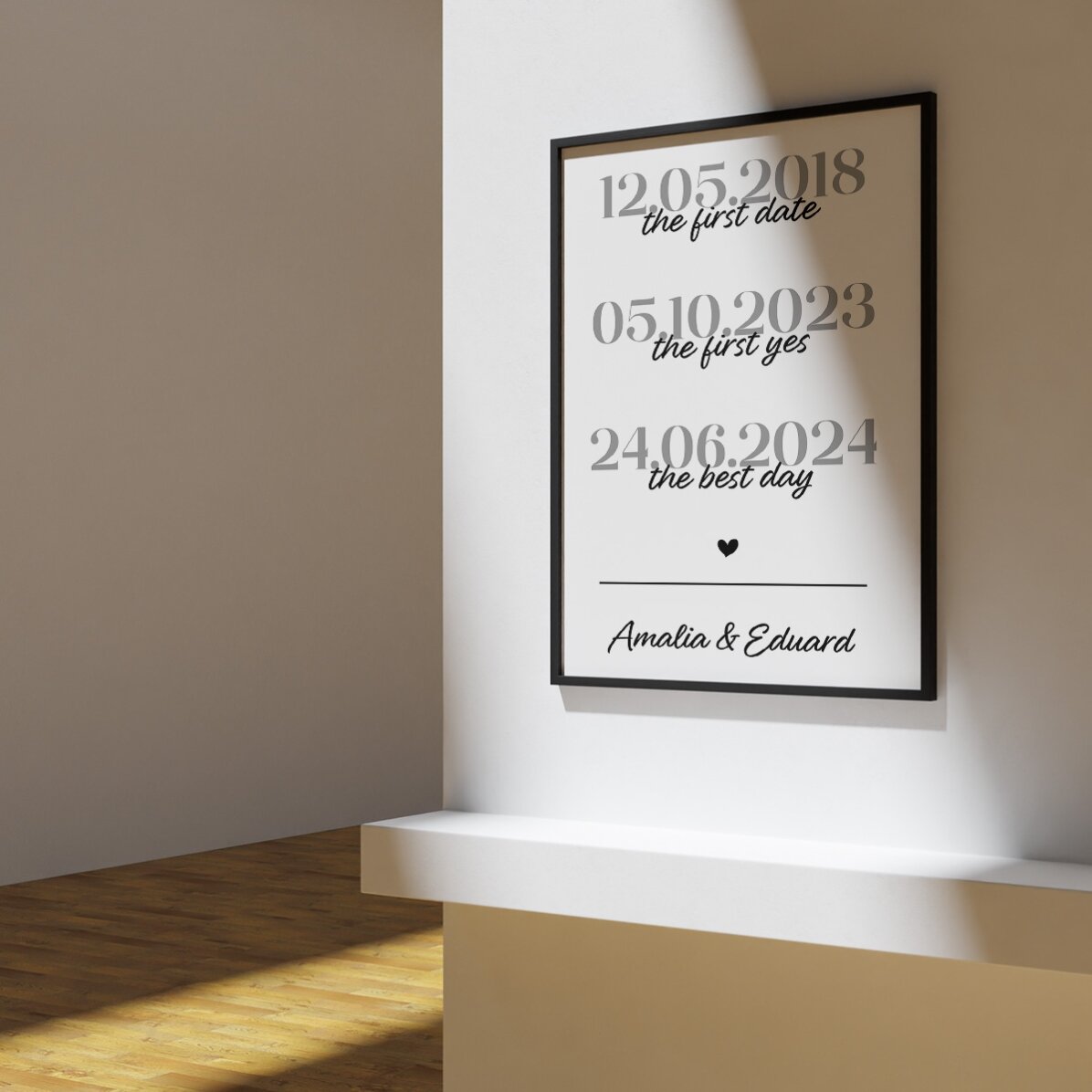 Tablou personalizat cu text - Cronologia iubirii