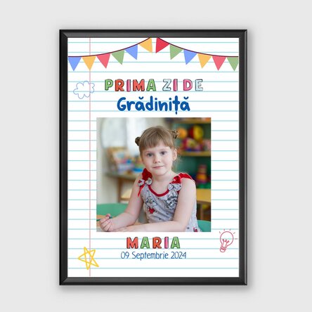 Tablou personalizat cu text și 1 poză - Prima zi de grădiniță