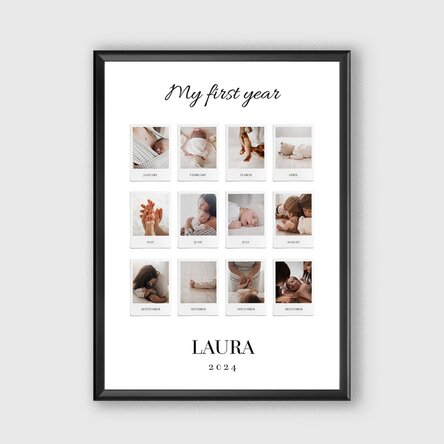 Tablou personalizat cu text și 12 poze - My First Year
