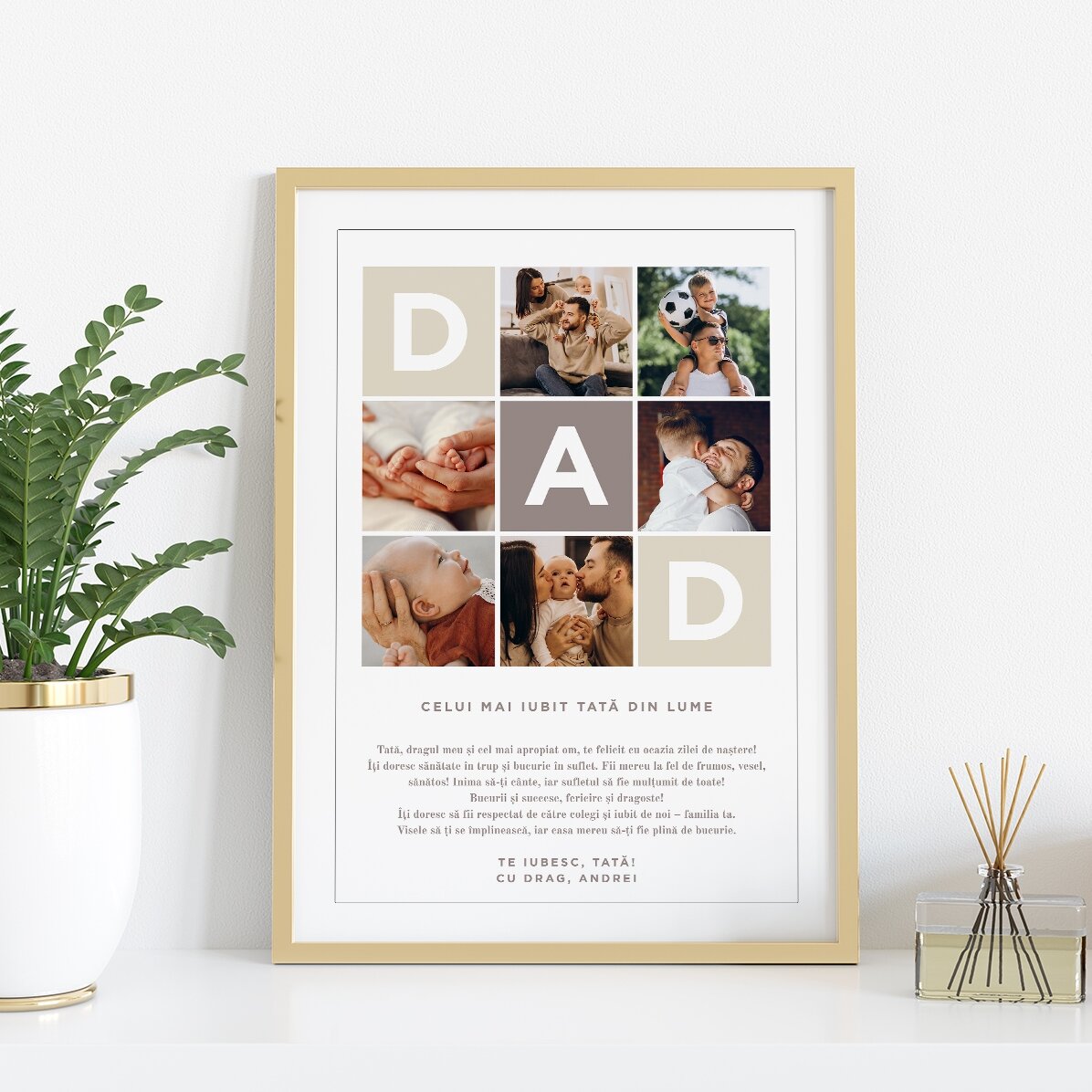 Tablou personalizat cu text și 6 poze - DAD