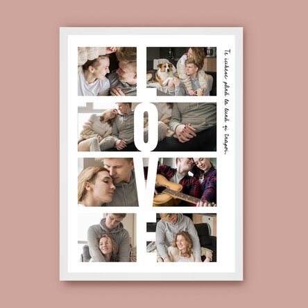 Tablou personalizat cu text și 8 poze - LOVE