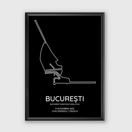 Tablou personalizat cu text și fundal colorat - Bucharest Marathon Cursa 21 km