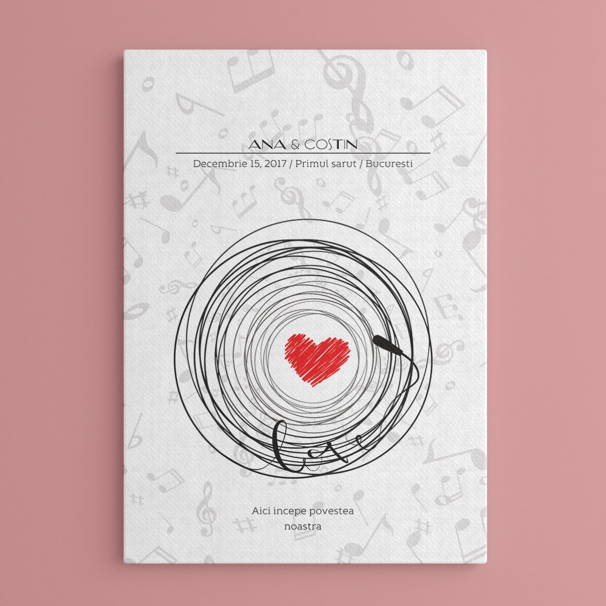 Tablou personalizat - muzică, dragoste, poveste