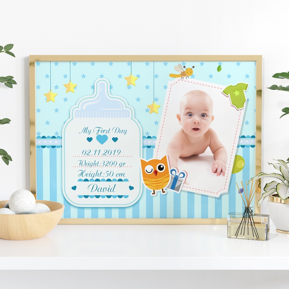 Tablou personalizat pentru nou născuți - Băieței