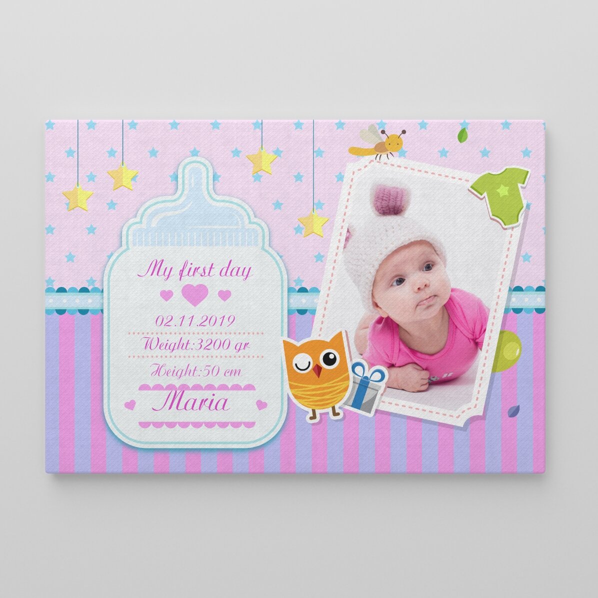 Tablou personalizat pentru nou născuți - Fetițe