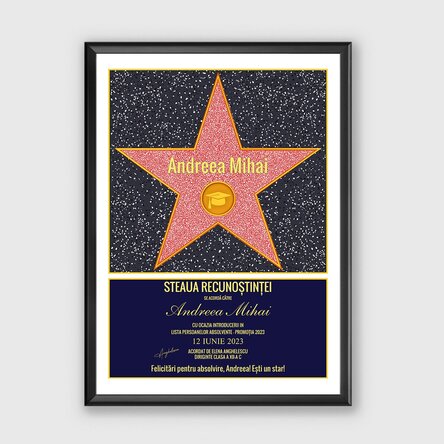 Tablou personalizat - steaua recunoștinței pentru absolvire
