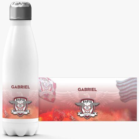 Termos cu bază albă FC Rapid personalizat cu nume - Galeria Rapid