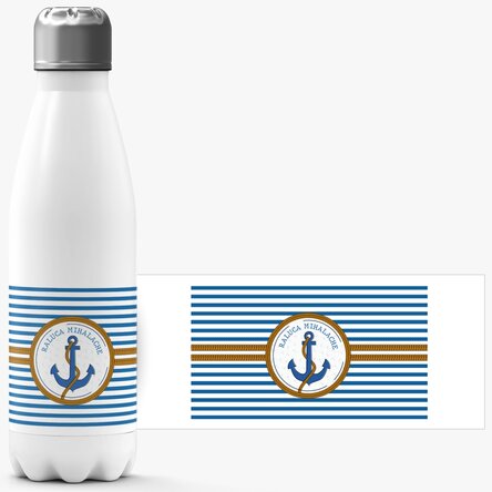 Termos cu bază albă personalizat cu nume - Maritim