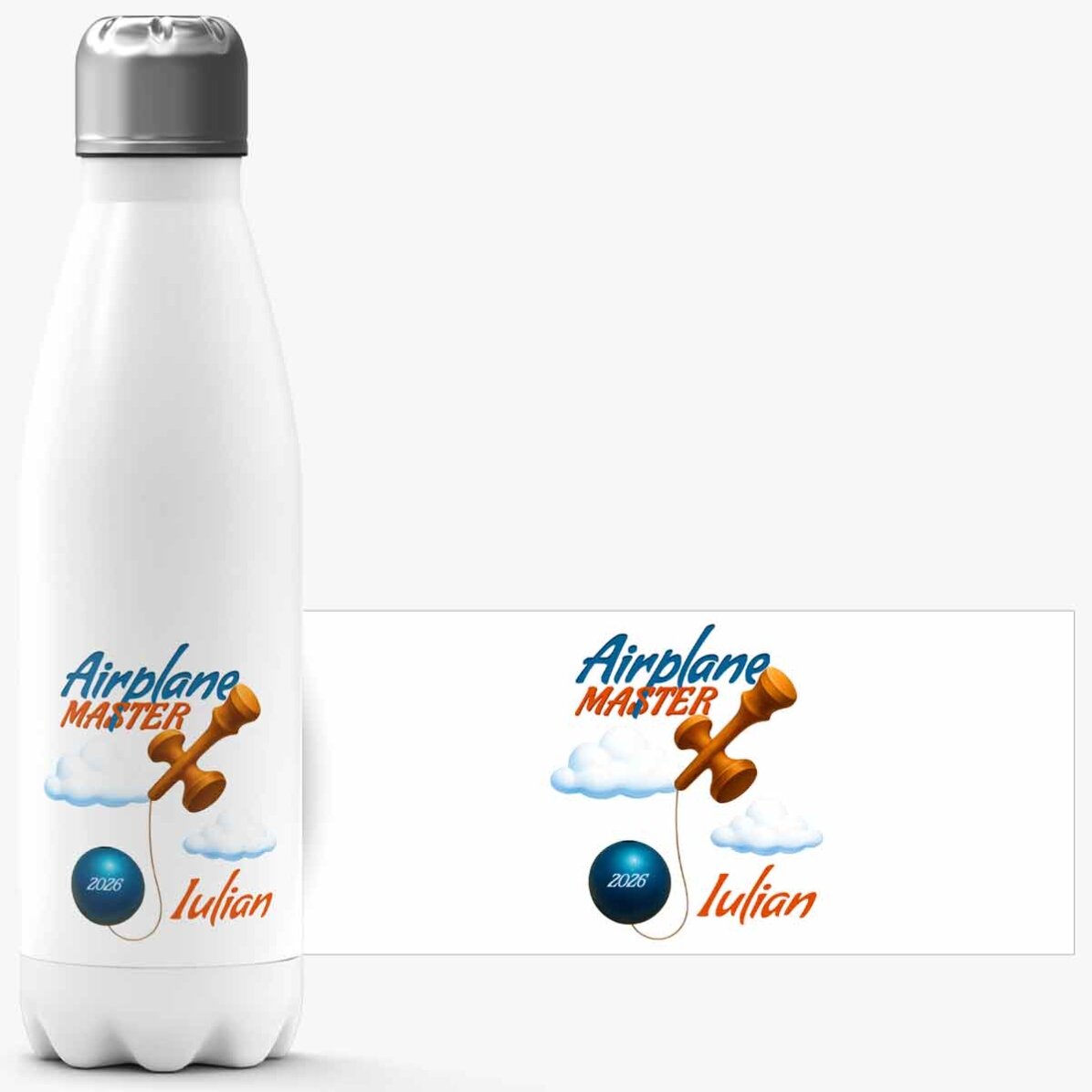 Termos cu bază albă personalizat cu text - Airplane Master