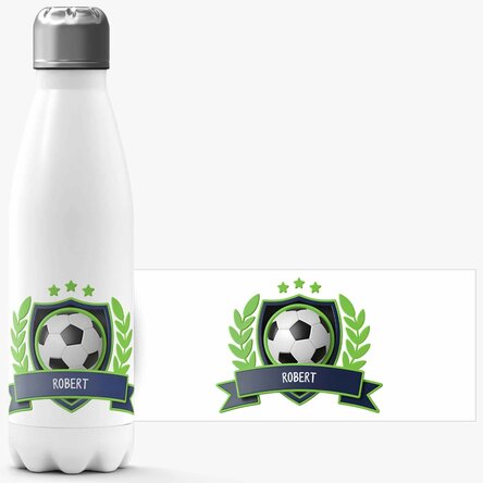 Termos cu bază albă personalizat cu text - Fotbal