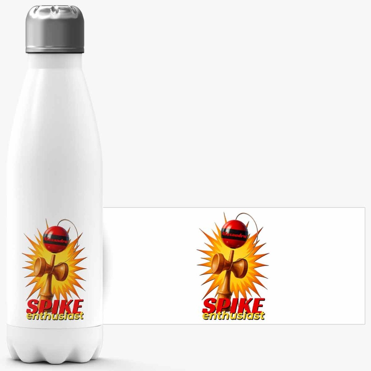 Termos cu bază albă personalizat cu text - Spike Enthusiast