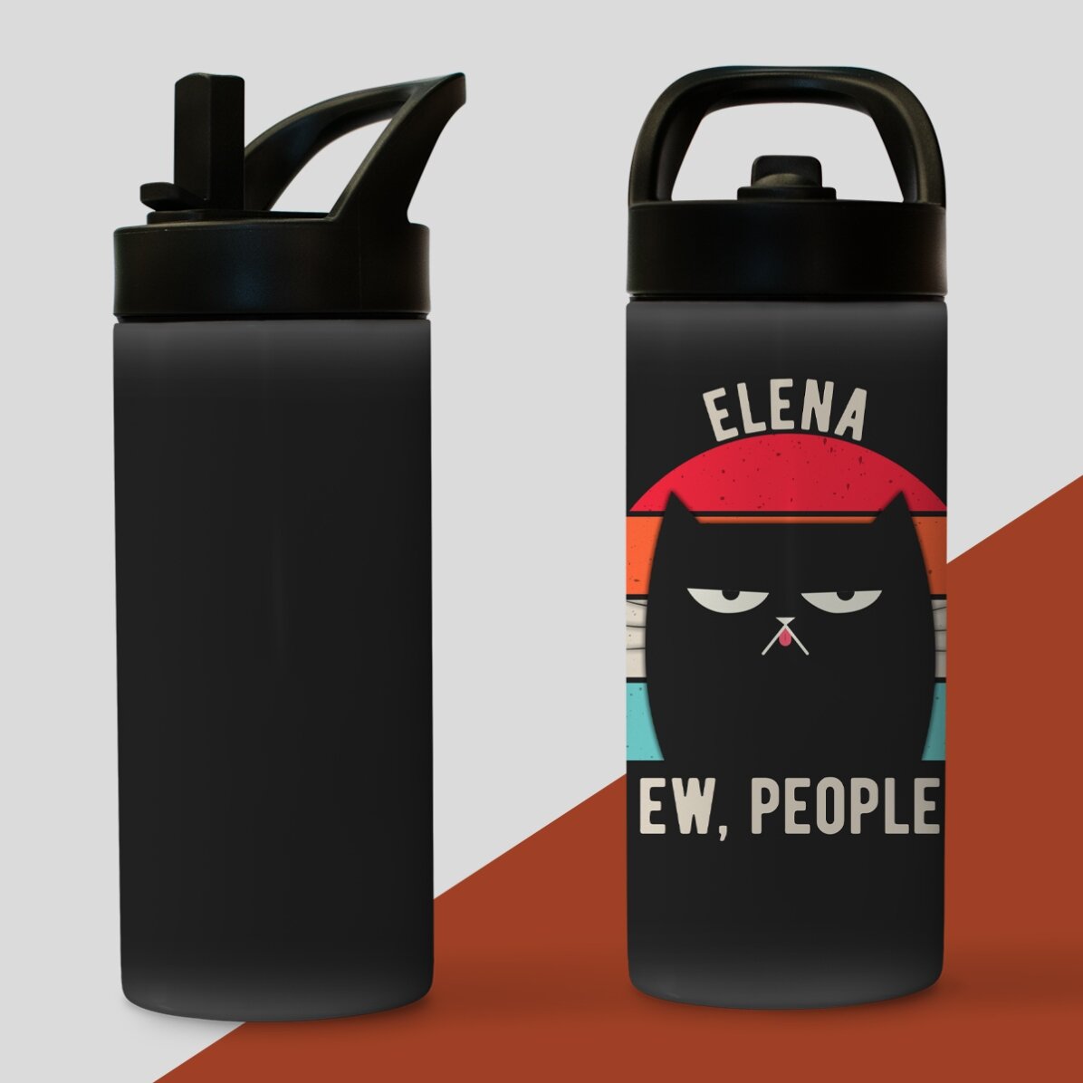 Termos cu mâner și pai personalizat cu nume - Ew, people