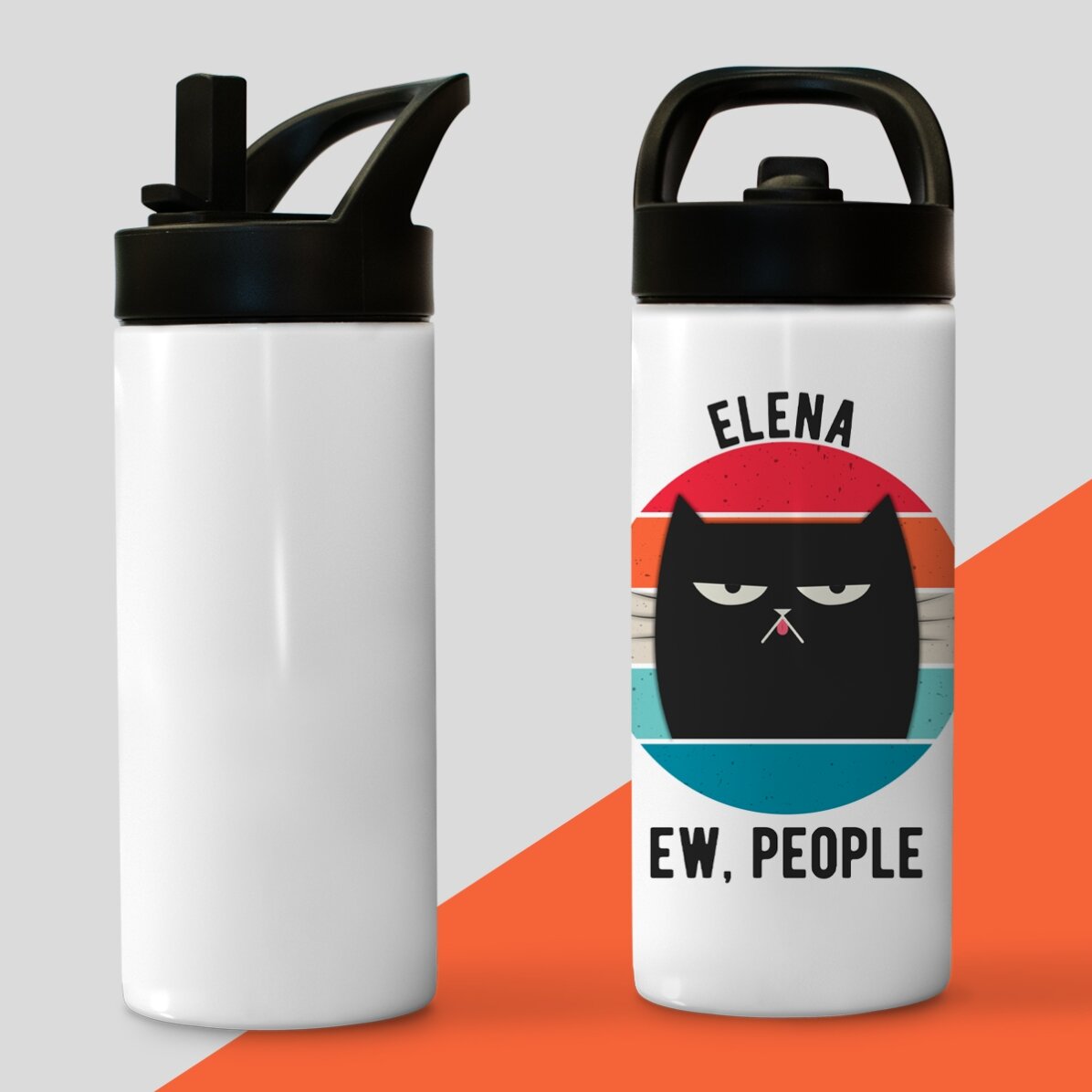 Termos cu mâner și pai personalizat cu nume - Ew, people